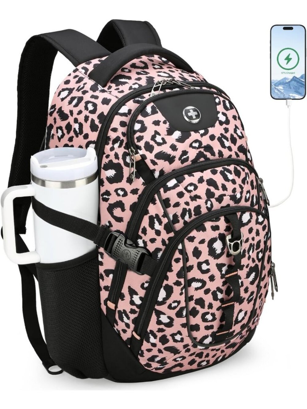 Stylish Men's Backpack with USB Charging Port, Water-Resistant, Travel-Friendly